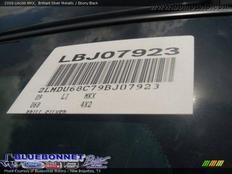 Brilliant Silver Metallic / Ebony Black 2009 Lincoln MKX