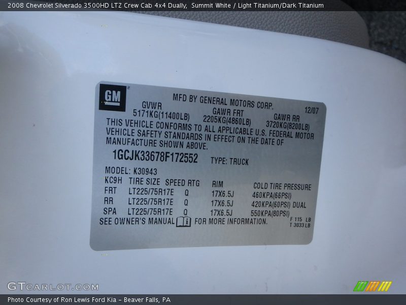 Summit White / Light Titanium/Dark Titanium 2008 Chevrolet Silverado 3500HD LTZ Crew Cab 4x4 Dually