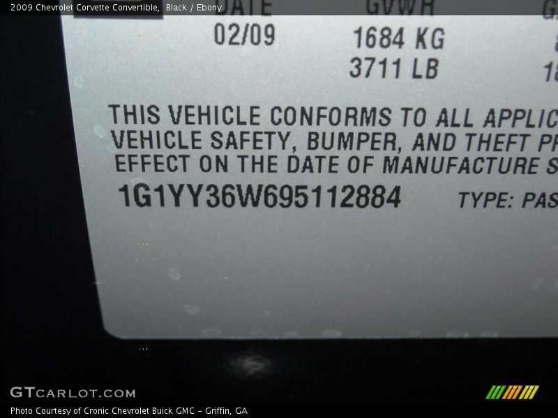 Black / Ebony 2009 Chevrolet Corvette Convertible