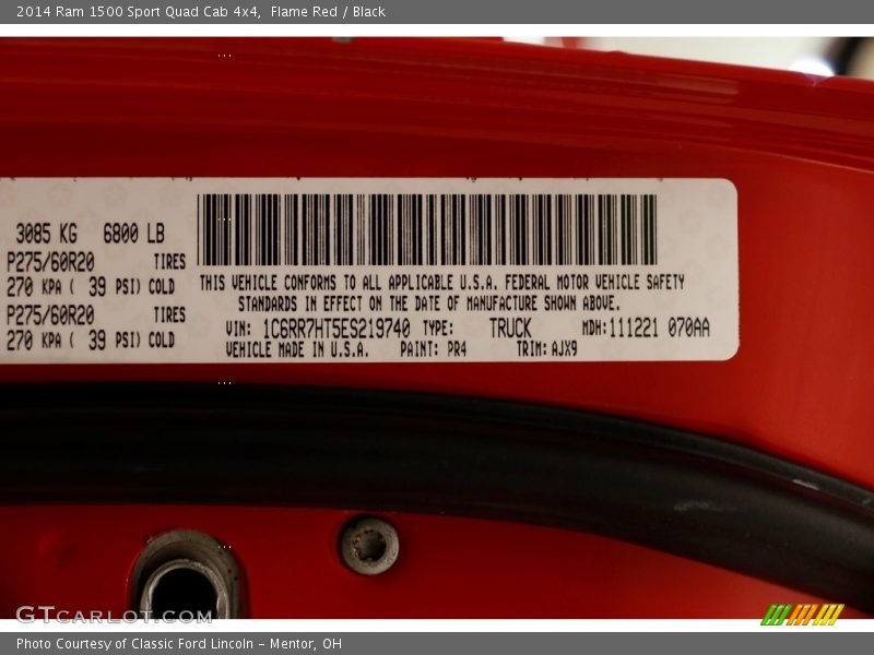 Flame Red / Black 2014 Ram 1500 Sport Quad Cab 4x4