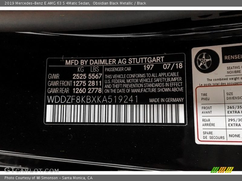 Obsidian Black Metallic / Black 2019 Mercedes-Benz E AMG 63 S 4Matic Sedan