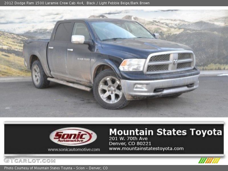 Black / Light Pebble Beige/Bark Brown 2012 Dodge Ram 1500 Laramie Crew Cab 4x4