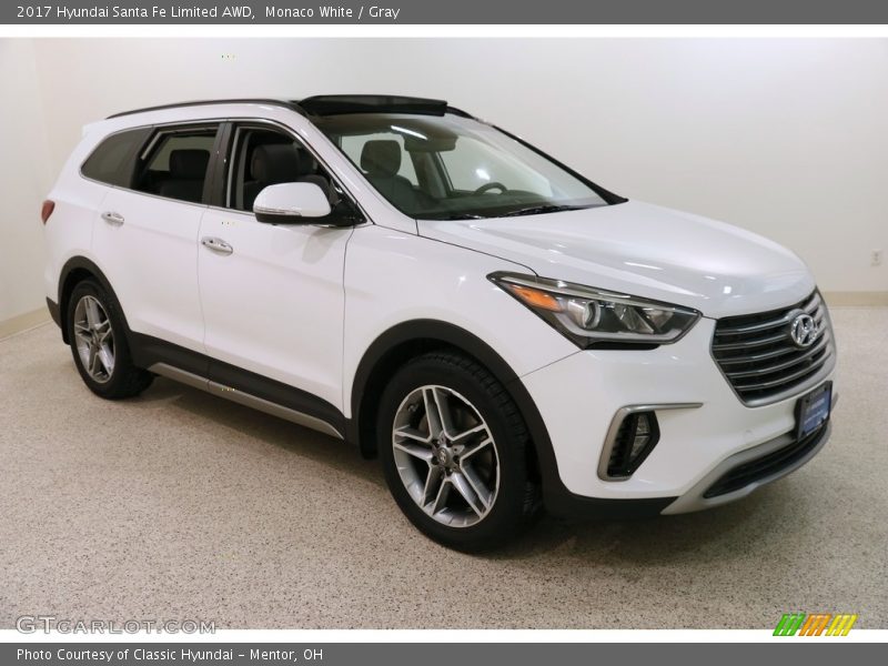 Monaco White / Gray 2017 Hyundai Santa Fe Limited AWD