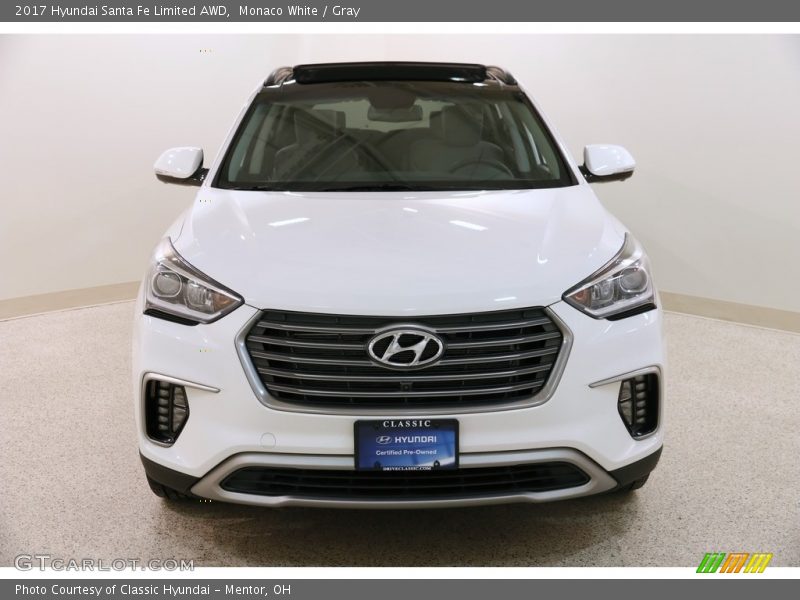 Monaco White / Gray 2017 Hyundai Santa Fe Limited AWD