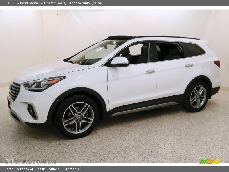 Monaco White / Gray 2017 Hyundai Santa Fe Limited AWD
