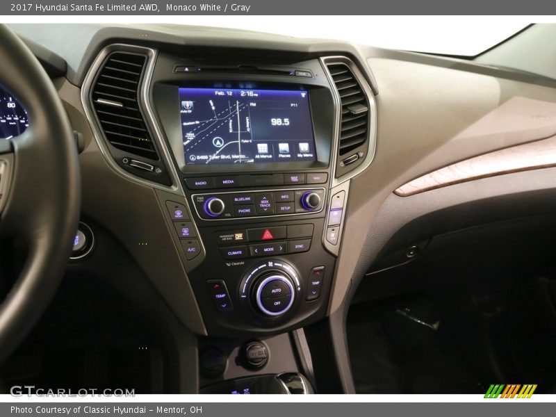 Monaco White / Gray 2017 Hyundai Santa Fe Limited AWD