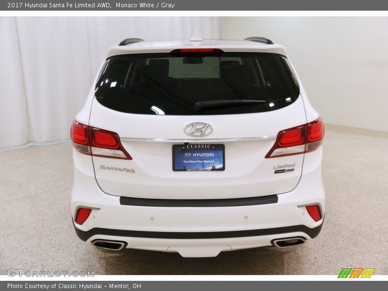 Monaco White / Gray 2017 Hyundai Santa Fe Limited AWD
