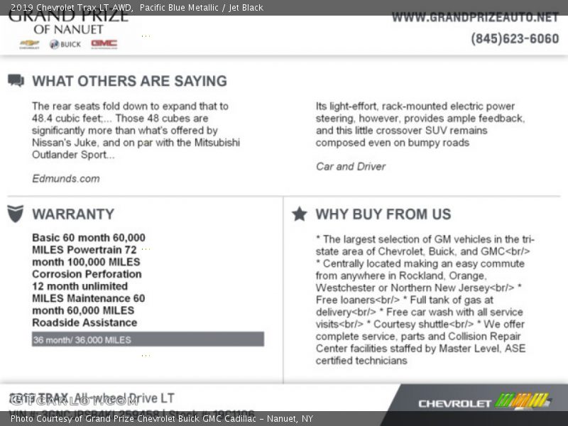 Pacific Blue Metallic / Jet Black 2019 Chevrolet Trax LT AWD