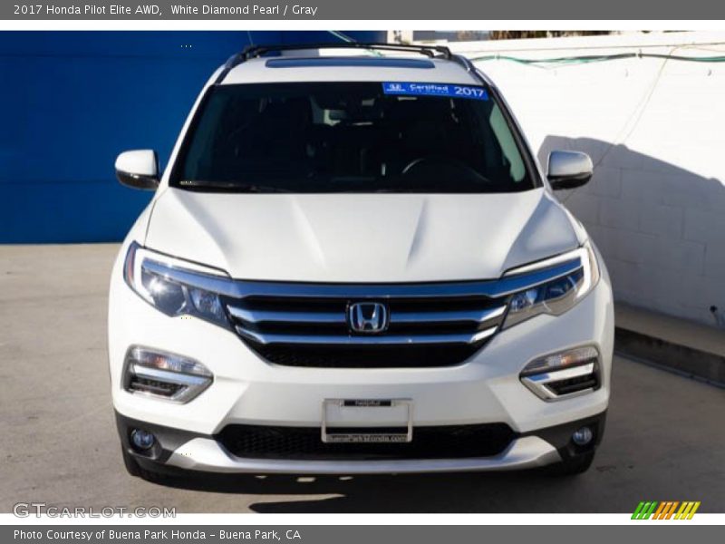 White Diamond Pearl / Gray 2017 Honda Pilot Elite AWD