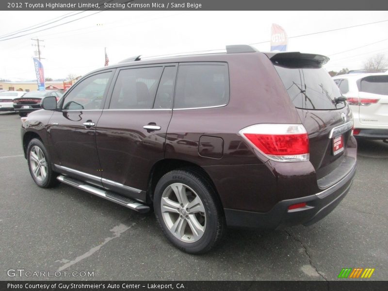 Sizzling Crimson Mica / Sand Beige 2012 Toyota Highlander Limited