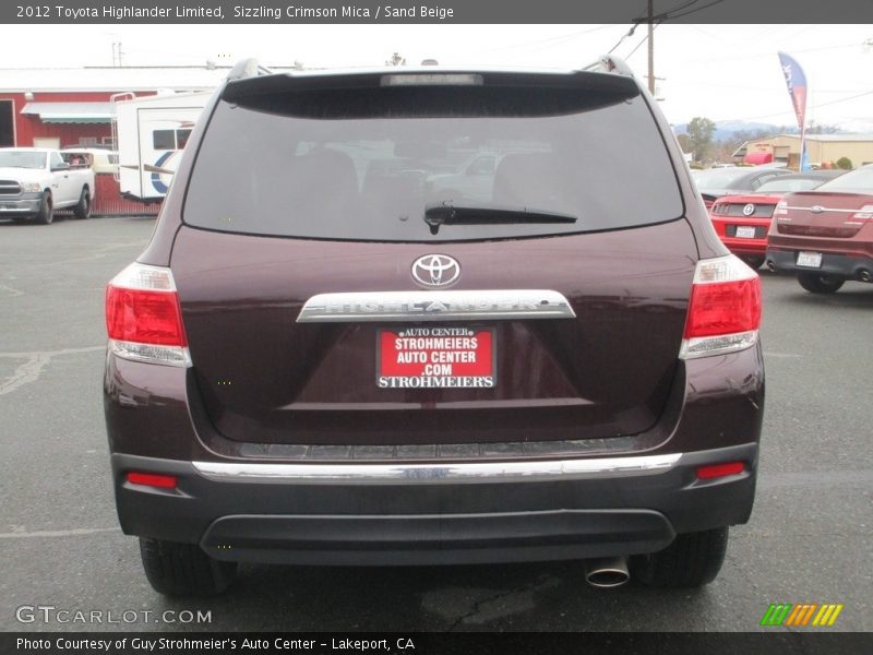 Sizzling Crimson Mica / Sand Beige 2012 Toyota Highlander Limited