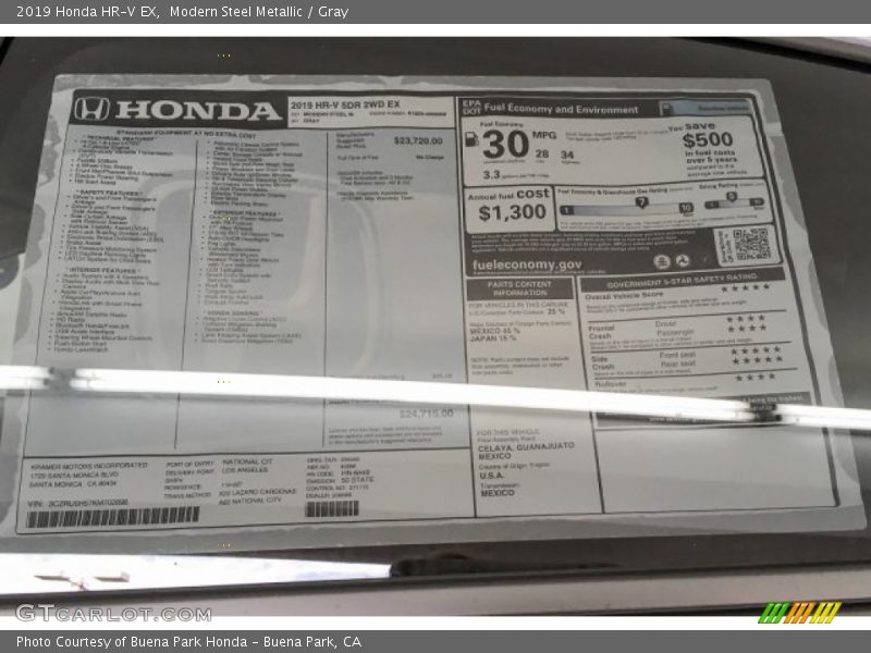 Modern Steel Metallic / Gray 2019 Honda HR-V EX