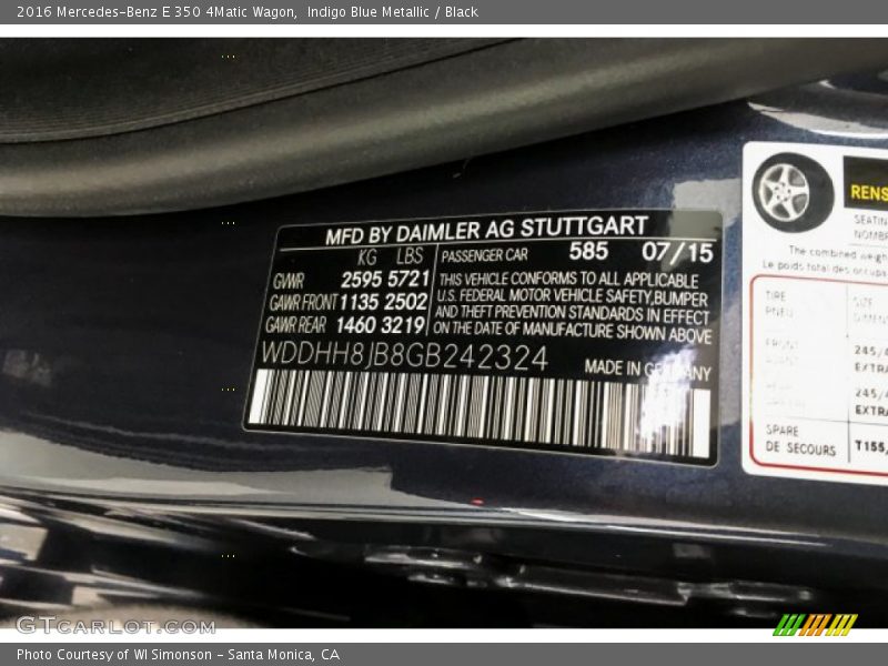 Indigo Blue Metallic / Black 2016 Mercedes-Benz E 350 4Matic Wagon