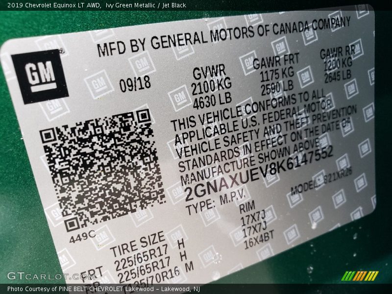 Ivy Green Metallic / Jet Black 2019 Chevrolet Equinox LT AWD