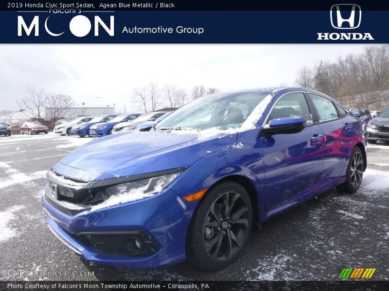 Agean Blue Metallic / Black 2019 Honda Civic Sport Sedan