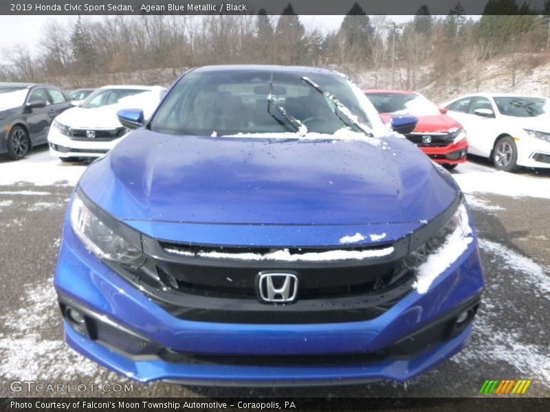 Agean Blue Metallic / Black 2019 Honda Civic Sport Sedan