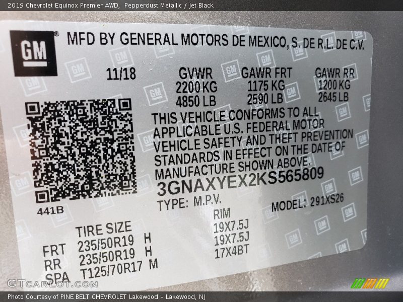 Pepperdust Metallic / Jet Black 2019 Chevrolet Equinox Premier AWD