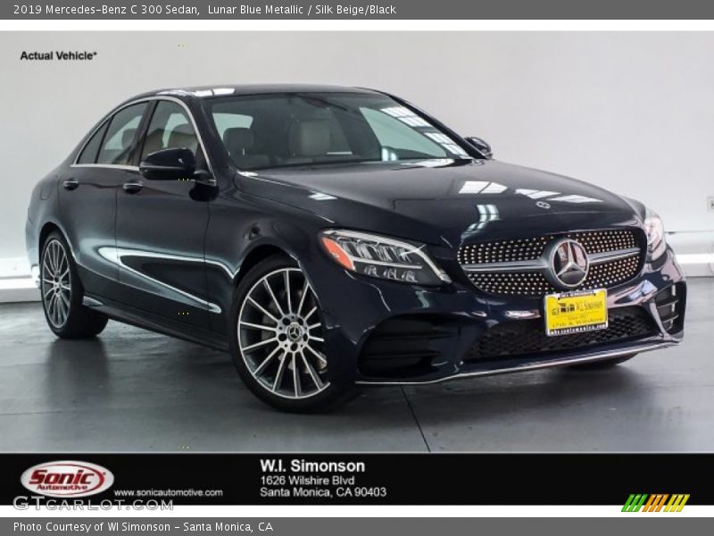 Lunar Blue Metallic / Silk Beige/Black 2019 Mercedes-Benz C 300 Sedan