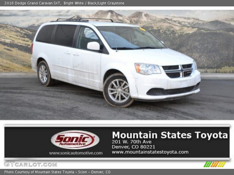 Bright White / Black/Light Graystone 2016 Dodge Grand Caravan SXT