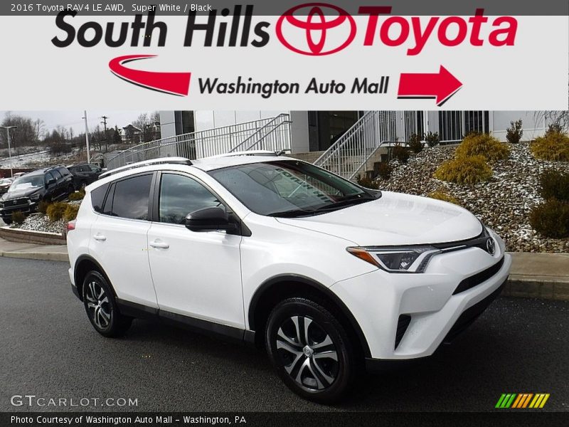 Super White / Black 2016 Toyota RAV4 LE AWD