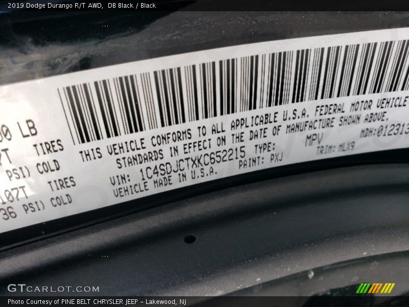 DB Black / Black 2019 Dodge Durango R/T AWD