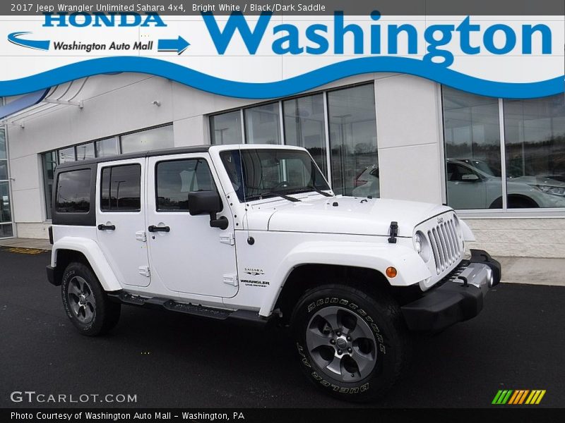 Bright White / Black/Dark Saddle 2017 Jeep Wrangler Unlimited Sahara 4x4