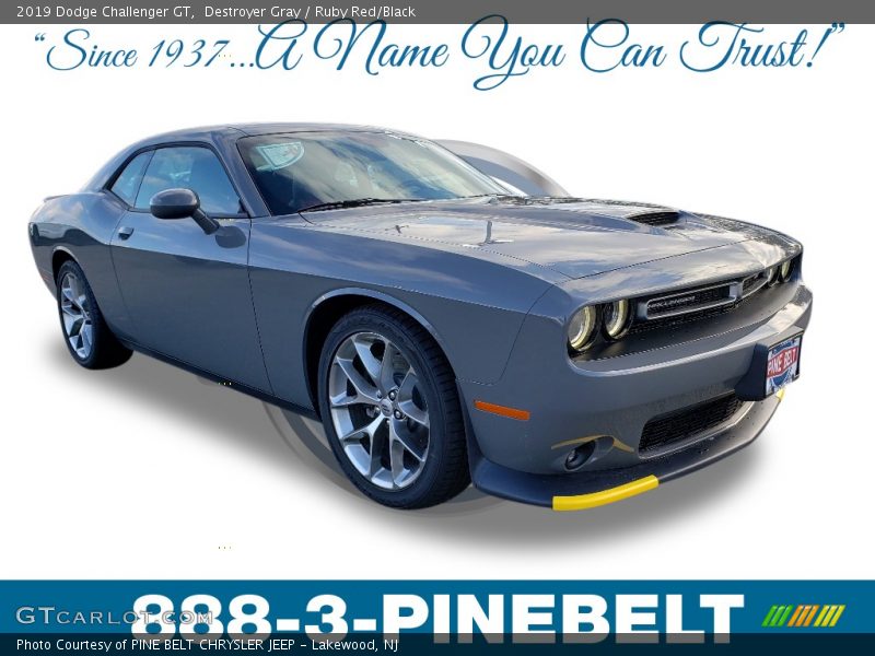 Destroyer Gray / Ruby Red/Black 2019 Dodge Challenger GT