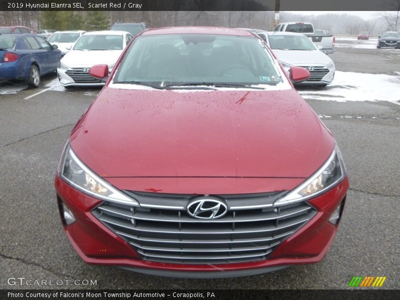 Scarlet Red / Gray 2019 Hyundai Elantra SEL