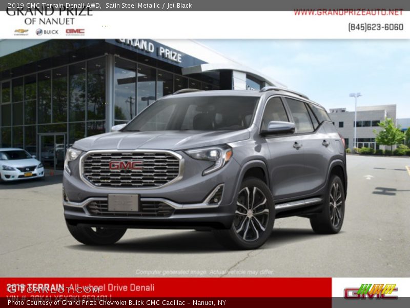 Satin Steel Metallic / Jet Black 2019 GMC Terrain Denali AWD