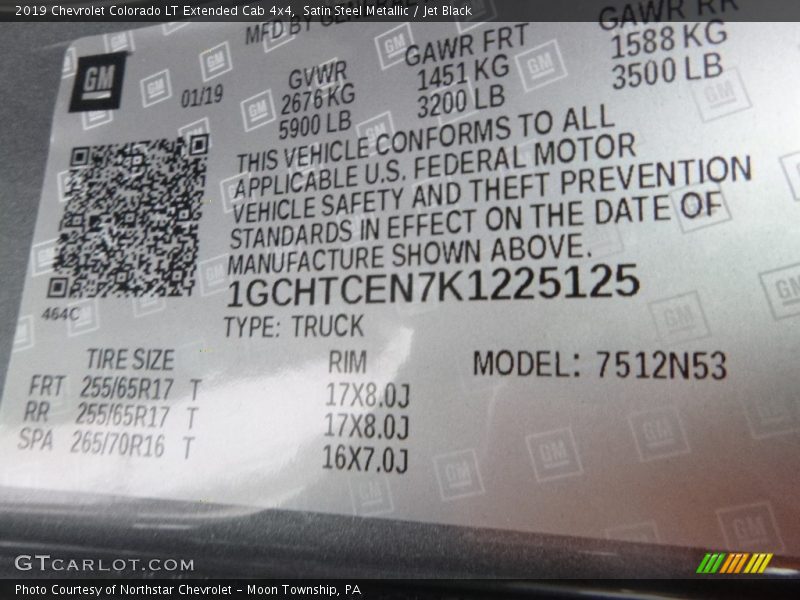 Satin Steel Metallic / Jet Black 2019 Chevrolet Colorado LT Extended Cab 4x4