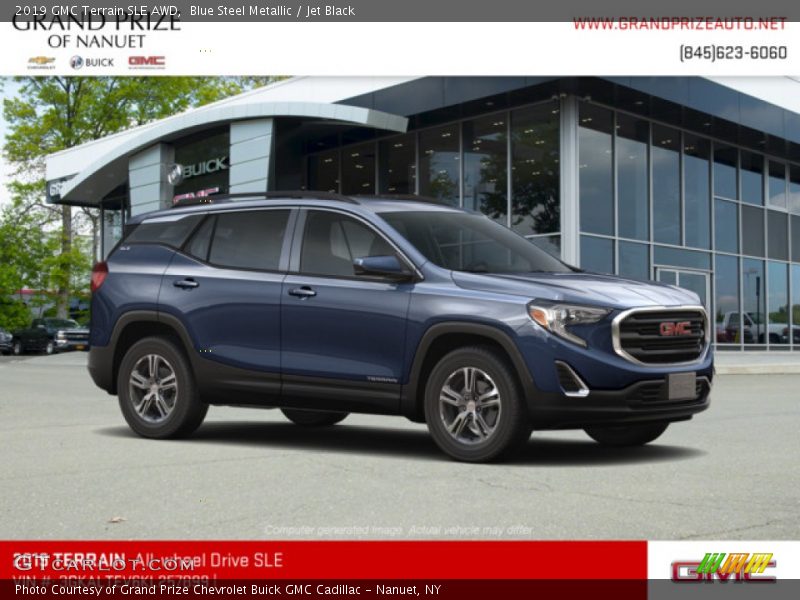 Blue Steel Metallic / Jet Black 2019 GMC Terrain SLE AWD
