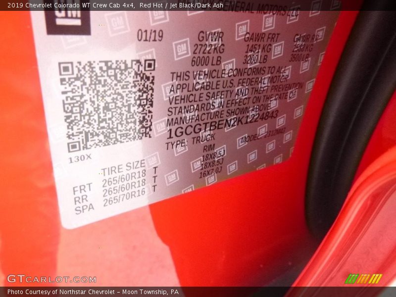 Red Hot / Jet Black/Dark Ash 2019 Chevrolet Colorado WT Crew Cab 4x4