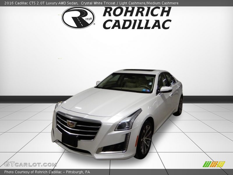 Crystal White Tricoat / Light Cashmere/Medium Cashmere 2016 Cadillac CTS 2.0T Luxury AWD Sedan