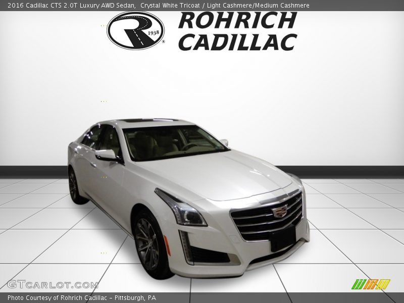 Crystal White Tricoat / Light Cashmere/Medium Cashmere 2016 Cadillac CTS 2.0T Luxury AWD Sedan