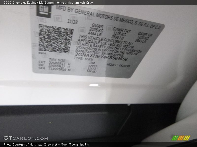Summit White / Medium Ash Gray 2019 Chevrolet Equinox LS