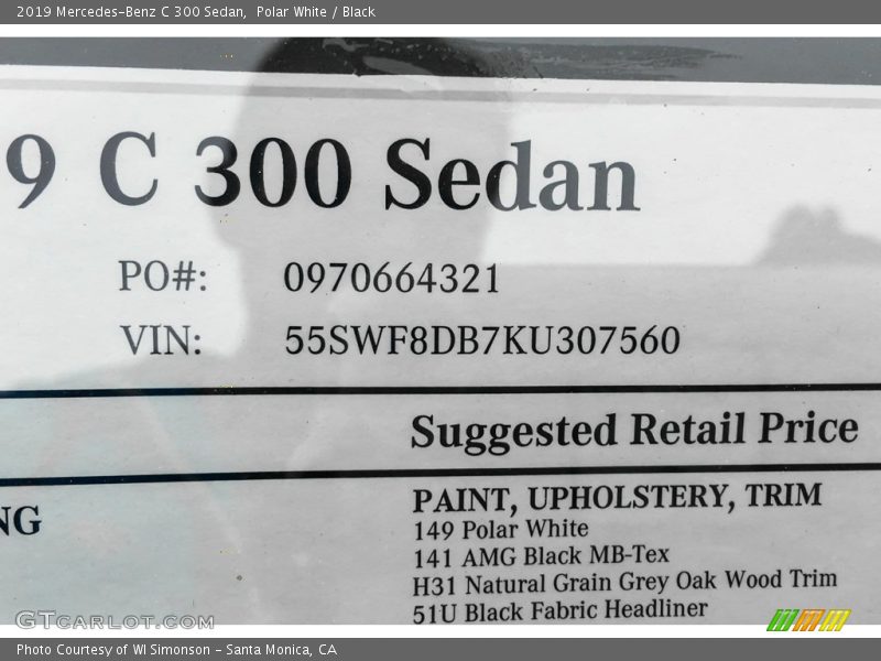 Polar White / Black 2019 Mercedes-Benz C 300 Sedan