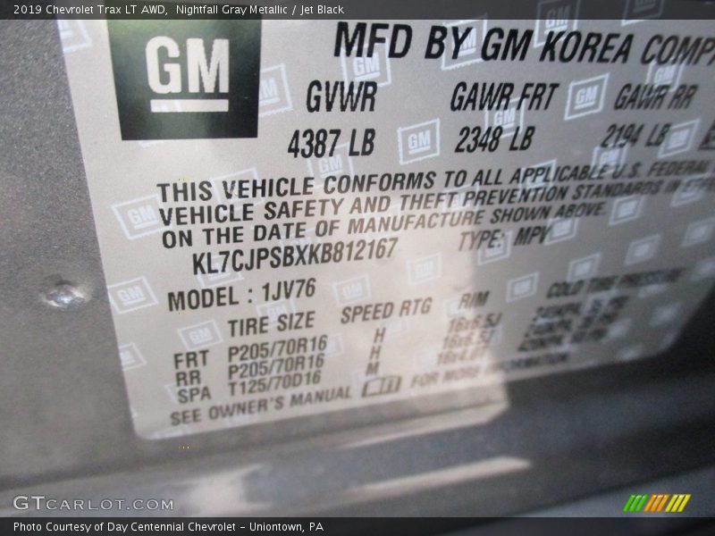 Nightfall Gray Metallic / Jet Black 2019 Chevrolet Trax LT AWD