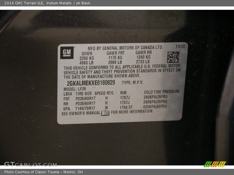 Iridium Metallic / Jet Black 2014 GMC Terrain SLE