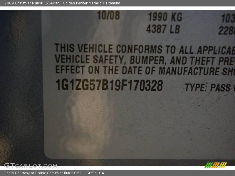 Golden Pewter Metallic / Titanium 2009 Chevrolet Malibu LS Sedan