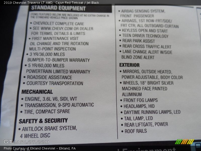 Cajun Red Tintcoat / Jet Black 2019 Chevrolet Traverse LT AWD