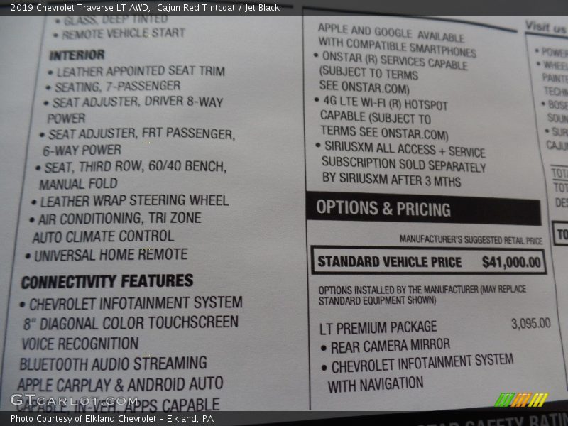Cajun Red Tintcoat / Jet Black 2019 Chevrolet Traverse LT AWD