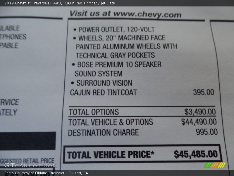 Cajun Red Tintcoat / Jet Black 2019 Chevrolet Traverse LT AWD