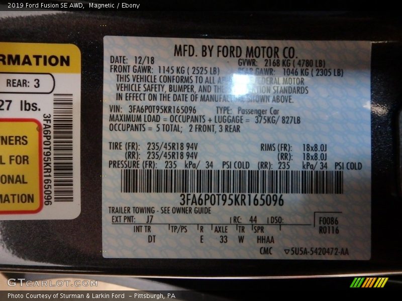 Magnetic / Ebony 2019 Ford Fusion SE AWD