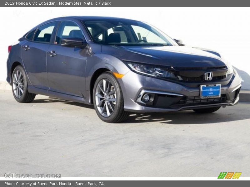 Modern Steel Metallic / Black 2019 Honda Civic EX Sedan