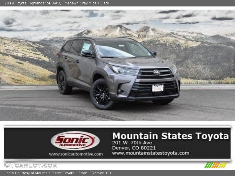 Predawn Gray Mica / Black 2019 Toyota Highlander SE AWD
