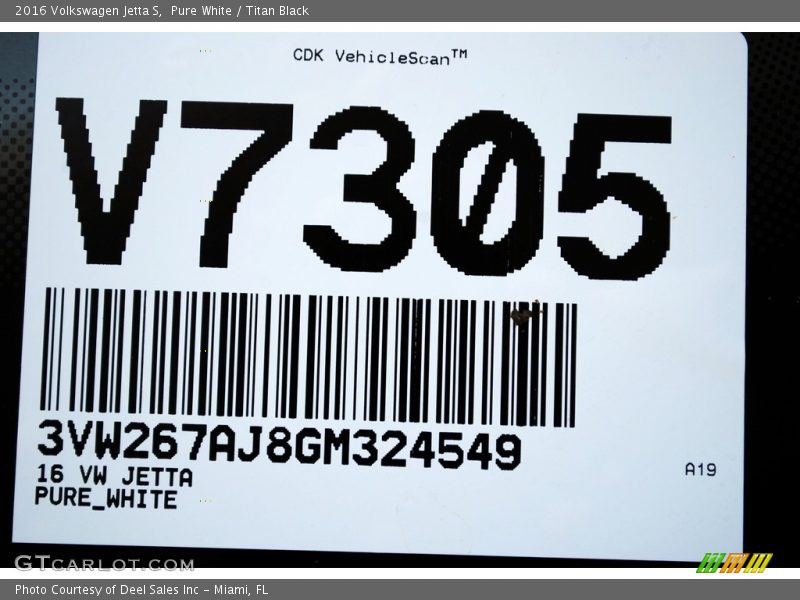 Pure White / Titan Black 2016 Volkswagen Jetta S