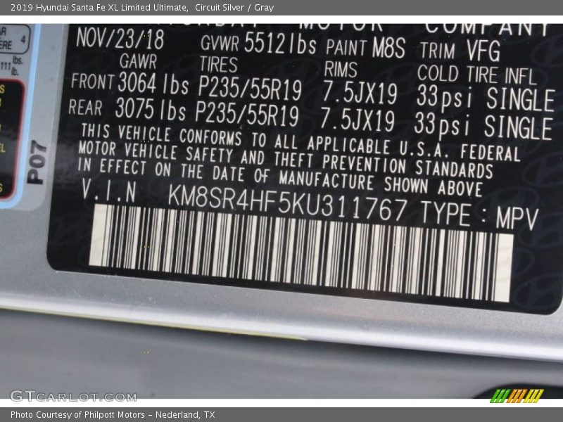 Circuit Silver / Gray 2019 Hyundai Santa Fe XL Limited Ultimate