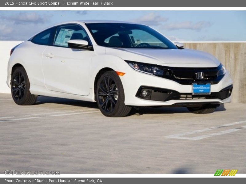 Platinum White Pearl / Black 2019 Honda Civic Sport Coupe