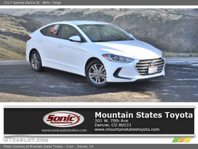 White / Beige 2017 Hyundai Elantra SE