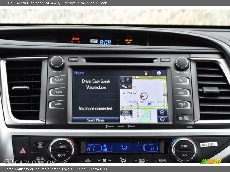 Predawn Gray Mica / Black 2019 Toyota Highlander SE AWD